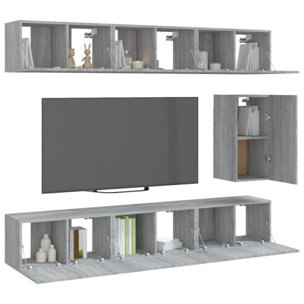 Set de muebles para TV 7 pzas madera contrachapada gris Sonoma M 3