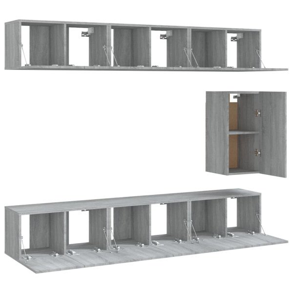Set de muebles para TV 7 pzas madera contrachapada gris Sonoma M 4