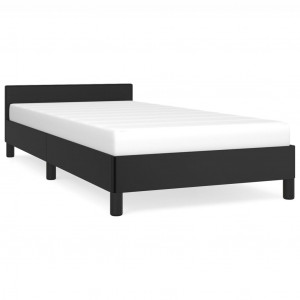 Estructura de cama con cabecero cuero sintético negro 80x200 cm H