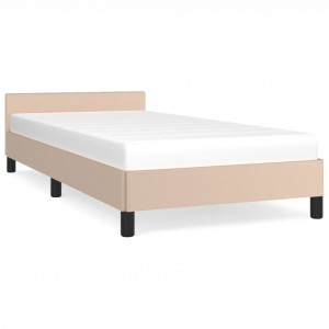 Estructura de cama cabecero cuero sintético capuchino 80x200cm H