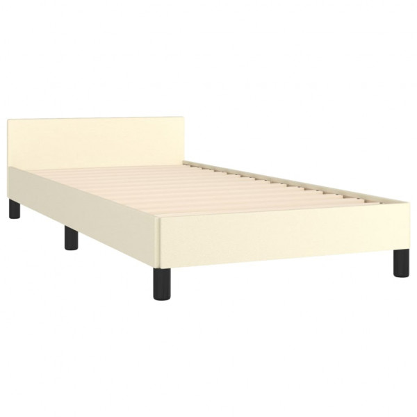 Estrutura cama c/ cabeceira sem colchão 90x190 cm creme M 4