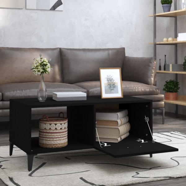 Mesa de centro madera contrachapada negro 90x50x40 cm M 3