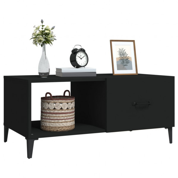 Mesa de centro madera contrachapada negro 90x50x40 cm M 5