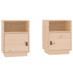 Mesitas de noche 2 uds madera maciza de pino 40x34x55 cm H