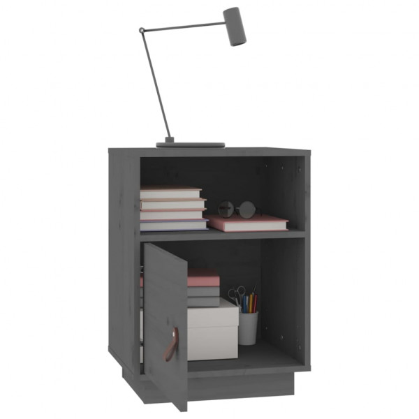 Mesitas de noche 2 uds madera maciza de pino gris 40x34x55 cm M 5