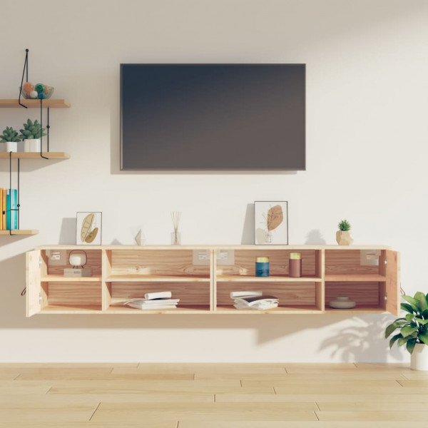 Armarios de pared 2 uds madera maciza de pino 80x30x30 cm M 3