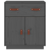 Aparador de madera maciza de pino gris 65.5x40x75 cm 3