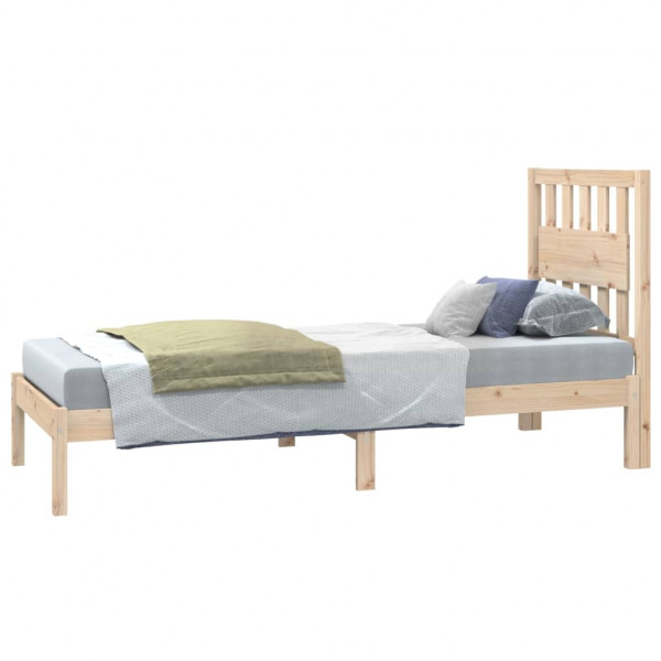 Estructura de cama individual madera maciza de pino 75x190 cm M 3
