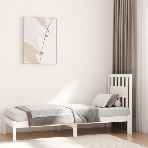 Estructura de cama madera maciza de pino blanco 75x190 cm D