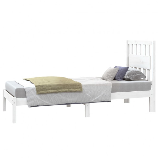 Estrutura de cama pequena solteiro 75x190cm pinho maciço branco M 3