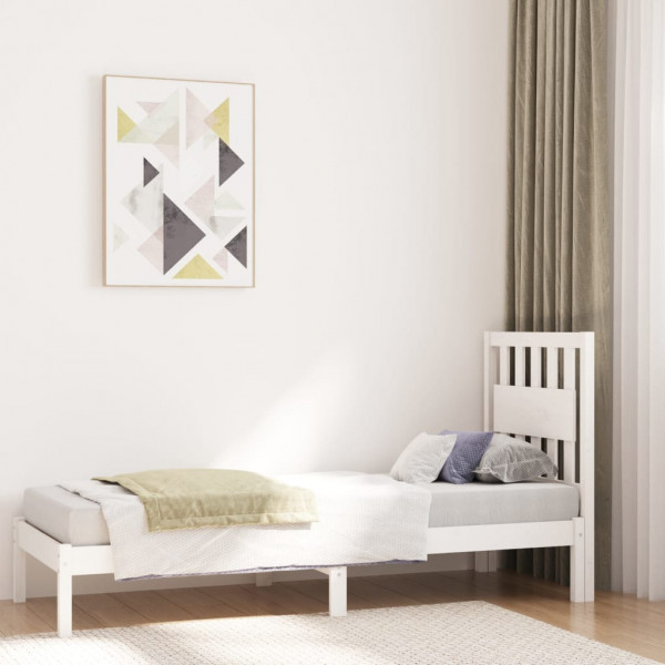 Estructura de cama madera maciza de pino blanco 75x190 cm M 4