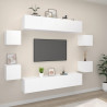 Set de muebles para TV 8 piezas madera contrachapada blanco 1