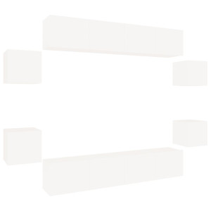 Conjunto móveis de TV 8 pcs madeira processada branco H