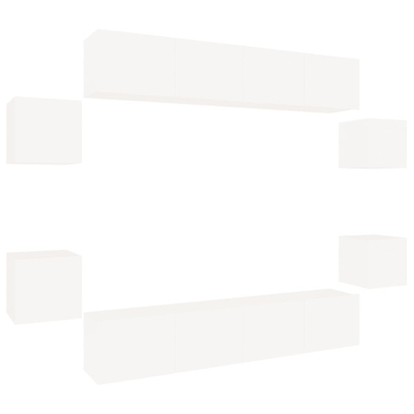 Conjunto móveis de TV 8 pcs madeira processada branco M 2