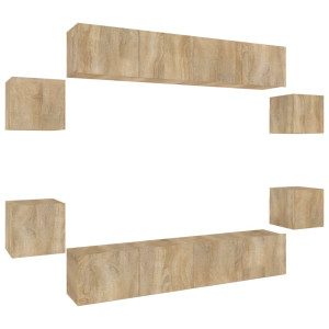 Set de muebles para TV 8 pzas madera contrachapada roble Sonoma H