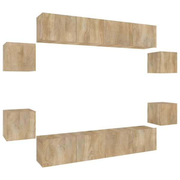 Set de muebles para TV 8 pzas madera contrachapada roble Sonoma M 2