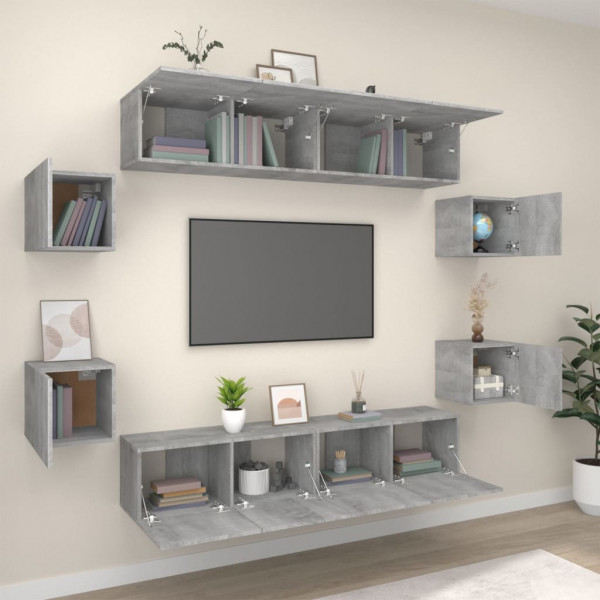 Set de muebles para TV 8 pzas madera contrachapada gris Sonoma M 3