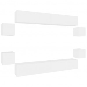 Set de muebles para TV 8 piezas madera contrachapada blanco H