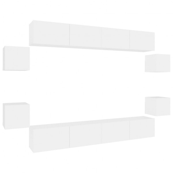 Set de muebles para TV 8 piezas madera contrachapada blanco M 2