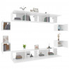 Set de muebles para TV 8 piezas madera contrachapada blanco 4