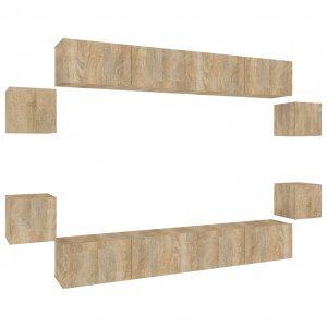 Set de muebles para TV 8 pzas madera contrachapada roble Sonoma H