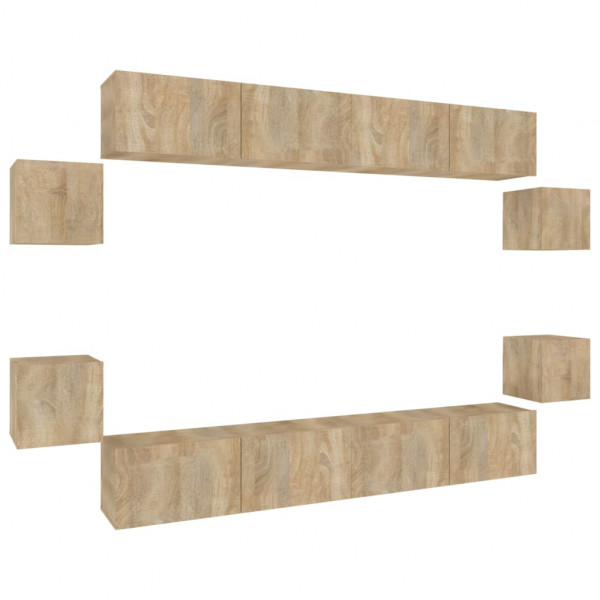 Set de muebles para TV 8 pzas madera contrachapada roble Sonoma M 2