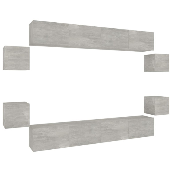 Set de móveis de TV 8 pcs madeira contraplacada cinza concreto M 2