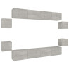 Set de muebles de TV 8 pzas madera contrachapada gris hormigón 2