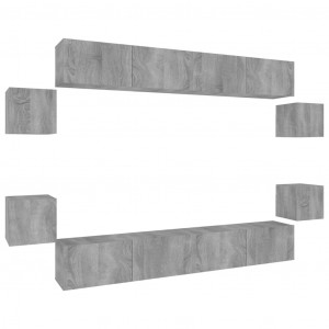 Set de muebles para TV 8 pzas madera contrachapada gris Sonoma H