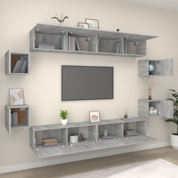 Set de muebles para TV 8 pzas madera contrachapada gris Sonoma M 3
