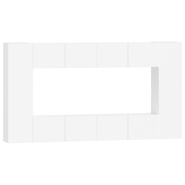 Set de muebles para TV 8 piezas madera contrachapada blanco M 2