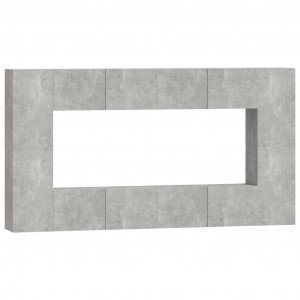 Set de muebles de TV 8 pzas madera contrachapada gris hormigón H