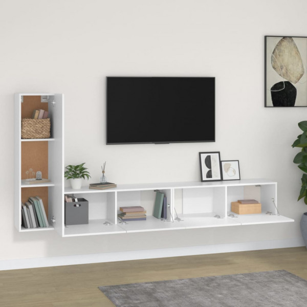 Set de muebles de TV 3 piezas madera contrachapada blanco M 3