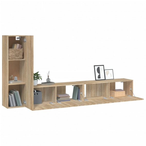 Set de muebles para TV 3 pzas madera contrachapada roble sonoma M 4