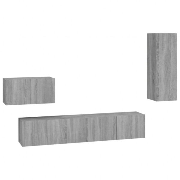 Set de muebles para TV 4 pzas madera contrachapada gris Sonoma M 2