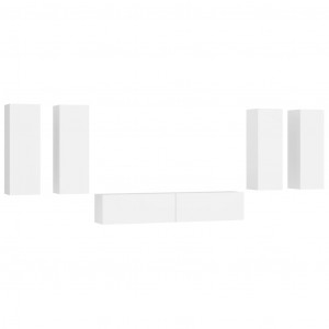 Set de muebles para TV 6 piezas madera contrachapada blanco H