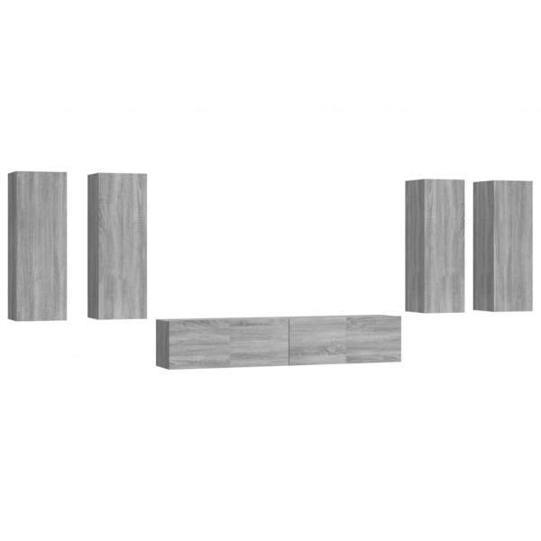Set de muebles para TV 6 pzas madera contrachapada gris Sonoma M 2