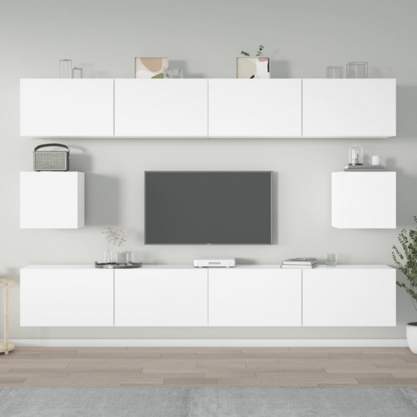 Set de muebles para TV 6 piezas madera contrachapada blanco D
