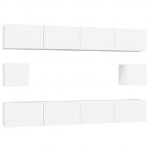 Set de muebles para TV 6 piezas madera contrachapada blanco H