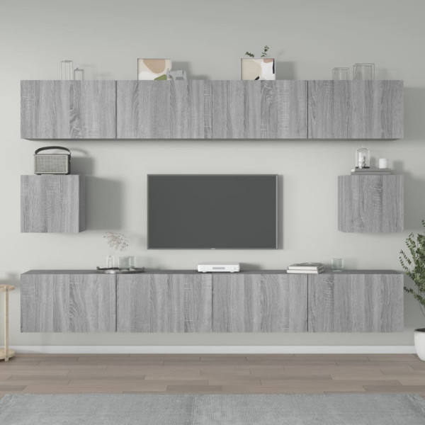 Set de muebles para TV 6 pzas madera contrachapada gris Sonoma D