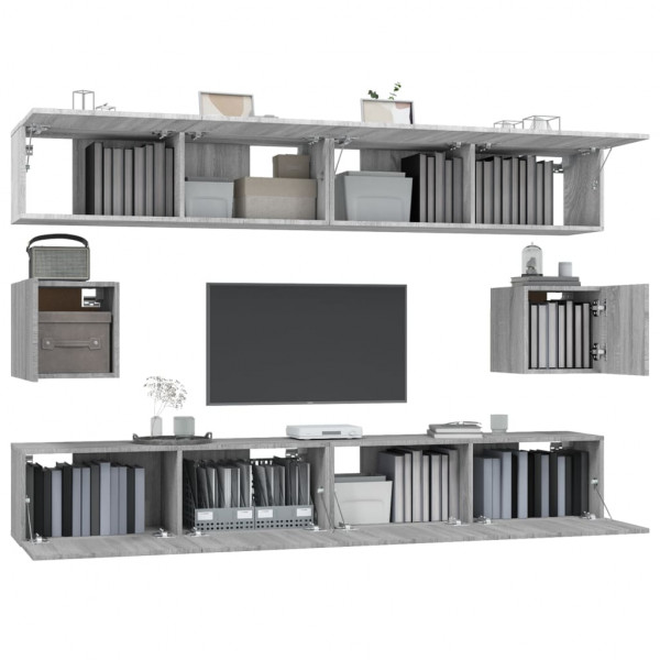 Set de muebles para TV 6 pzas madera contrachapada gris Sonoma M 4
