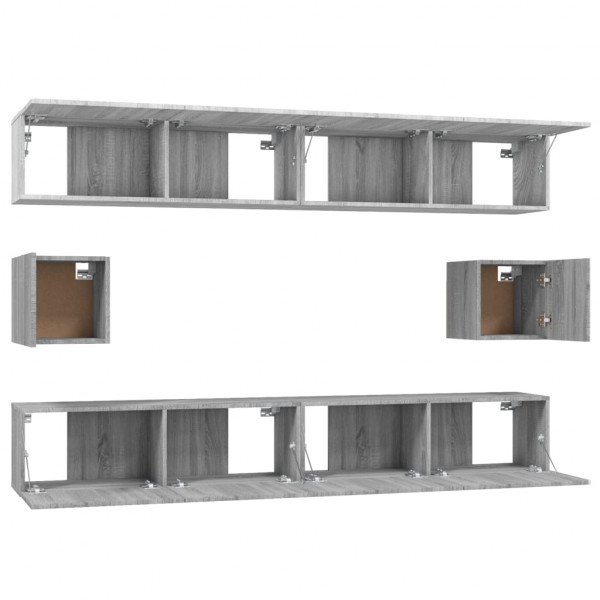 Set de muebles para TV 6 pzas madera contrachapada gris Sonoma M 5