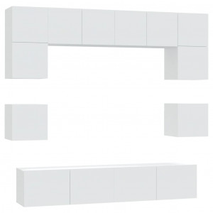 Set de muebles para TV 8 piezas madera contrachapada blanco H