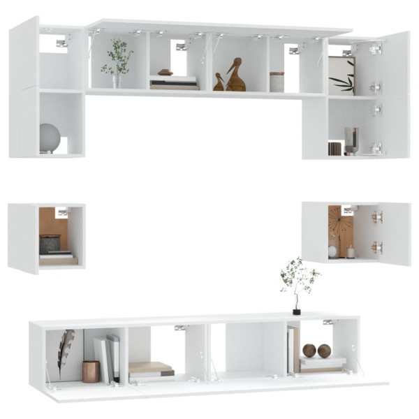 Set de muebles para TV 8 piezas madera contrachapada blanco M 4