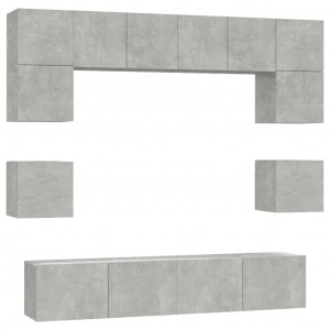 Set de muebles de TV 8 pzas madera contrachapada gris hormigón H