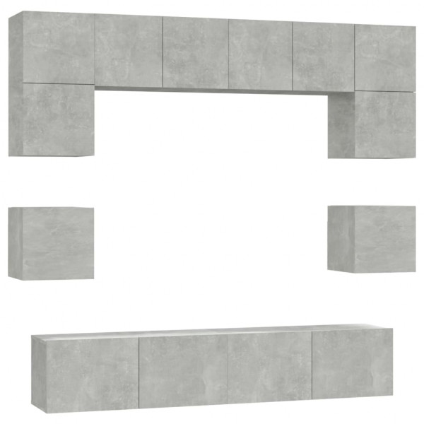 Set de muebles de TV 8 pzas madera contrachapada gris hormigón M 2