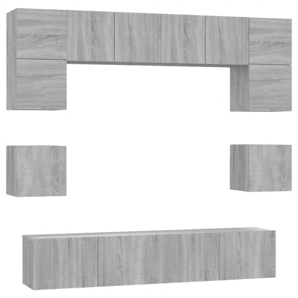 Set de muebles para TV 8 pzas madera contrachapada gris Sonoma M 2