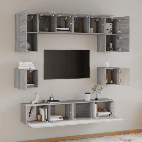 Set de muebles para TV 8 pzas madera contrachapada gris Sonoma M 3