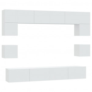 Set de muebles para TV 8 piezas madera contrachapada blanco H