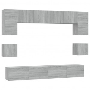 Set de muebles para TV 8 pzas madera contrachapada gris Sonoma H